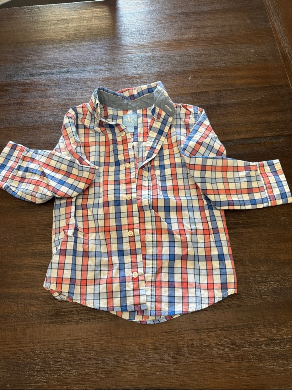 JK Designs Plaid Button-Down Shirt - Red, Blue & White